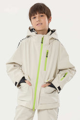 Kids' Off White Sporty Logo Tape Waterproof Insulated Snow Jacket